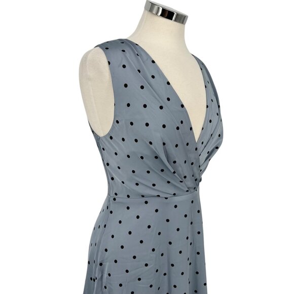 Modcloth Gill Polka Dot Sleeveless A-Line Midi Dress Knot Back Blue Size Medium - Picture 4 of 13